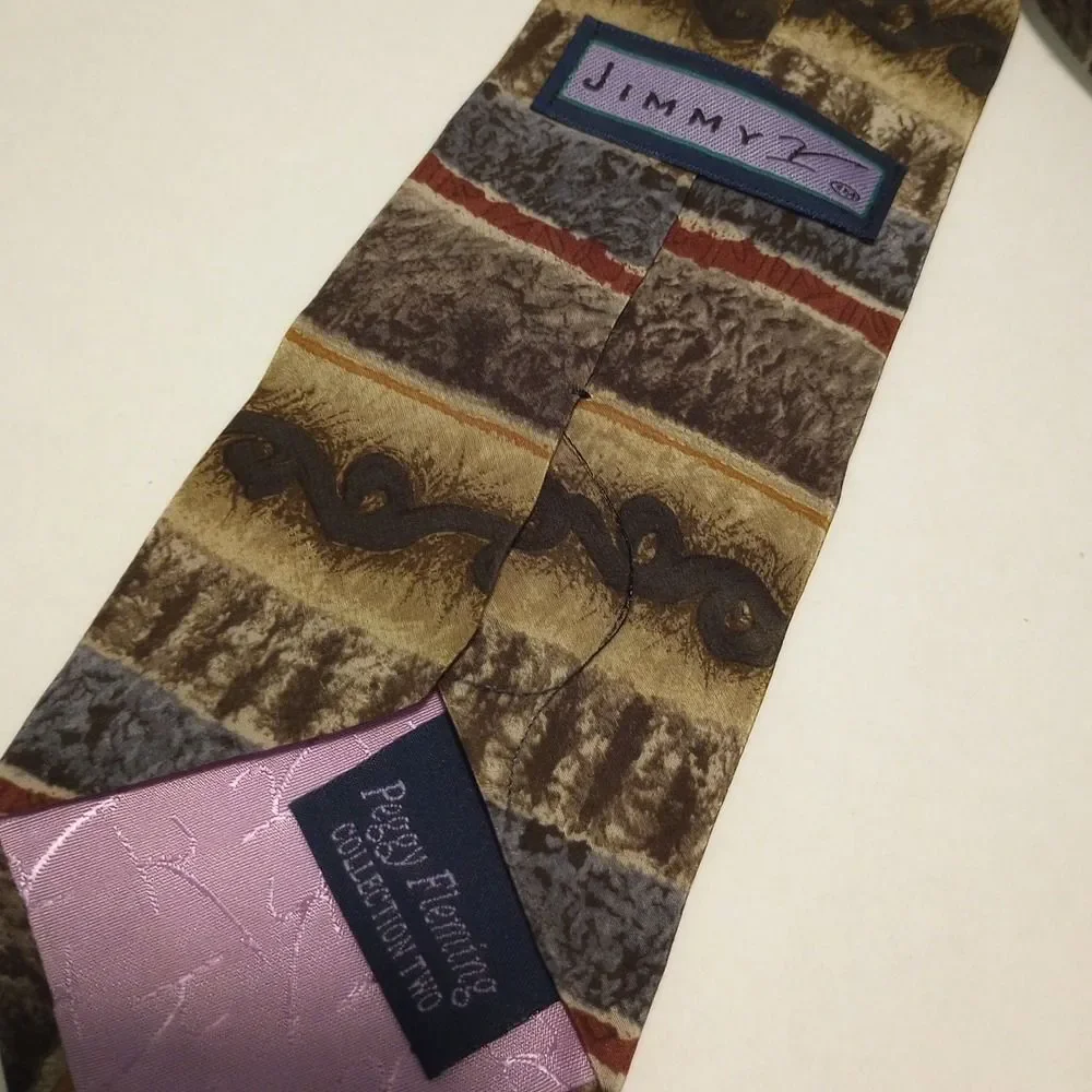 Jimmy V Stonehenge Men's Tie Peggy Fleming Collection Abstract‎ Pattern Silk